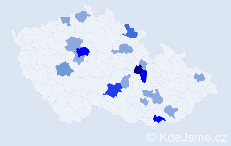 Příjmení: 'Půlkrábková', počet výskytů 63 v celé ČR