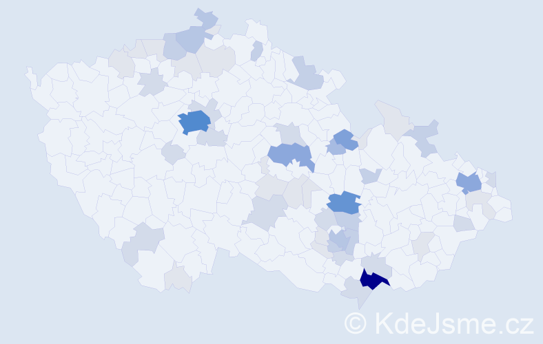 Příjmení: 'Budiš', počet výskytů 166 v celé ČR