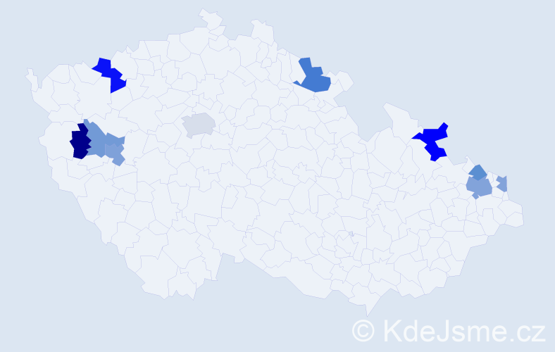 Příjmení: 'Mečár', počet výskytů 17 v celé ČR