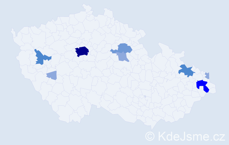 Příjmení: 'Eleková', počet výskytů 21 v celé ČR