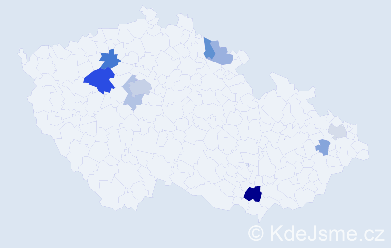 Příjmení: 'Kobsová', počet výskytů 18 v celé ČR