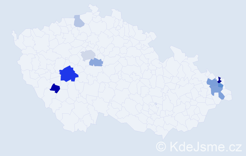 Příjmení: 'Lišáková', počet výskytů 25 v celé ČR
