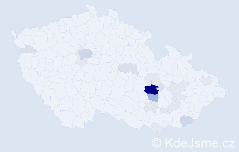 Příjmení: 'Liznová', počet výskytů 74 v celé ČR