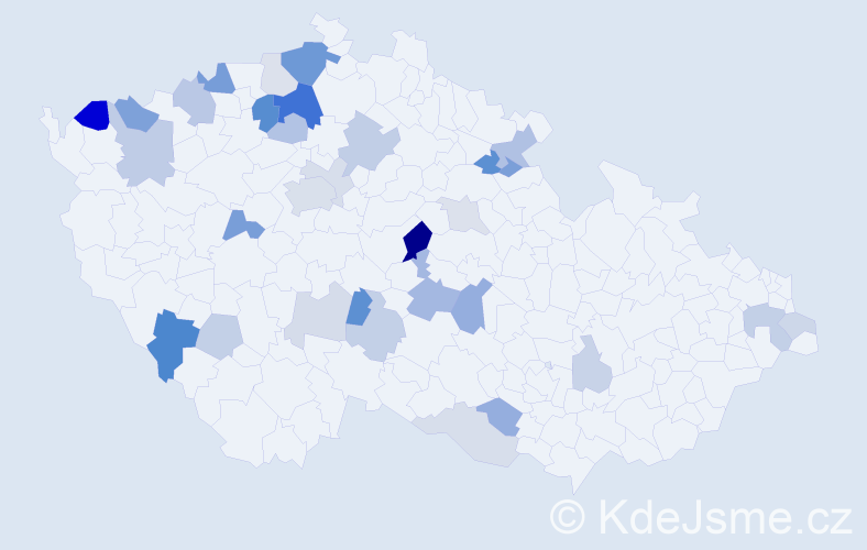 Příjmení: 'Hendlová', počet výskytů 73 v celé ČR