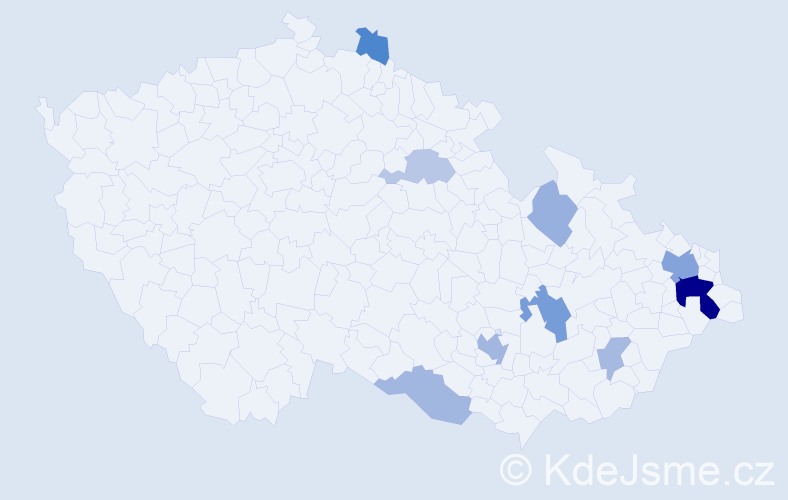 Příjmení: 'Pazděrová', počet výskytů 21 v celé ČR