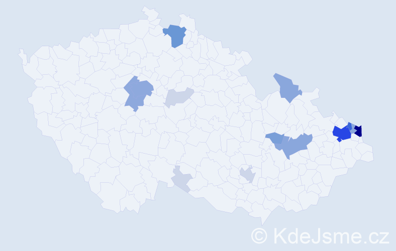 Příjmení: 'Vronka', počet výskytů 56 v celé ČR