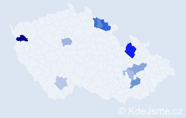 Příjmení: 'Vasiljev', počet výskytů 26 v celé ČR