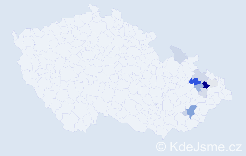 Příjmení: 'Zindlerová', počet výskytů 27 v celé ČR
