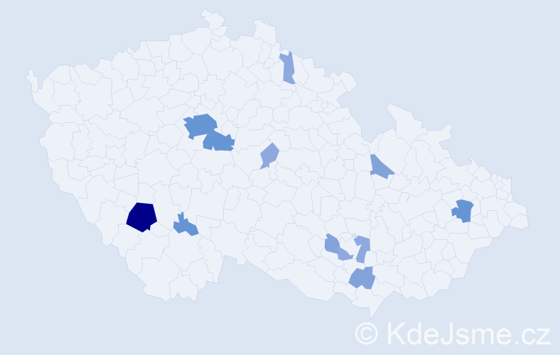 Příjmení: 'Hulej', počet výskytů 29 v celé ČR