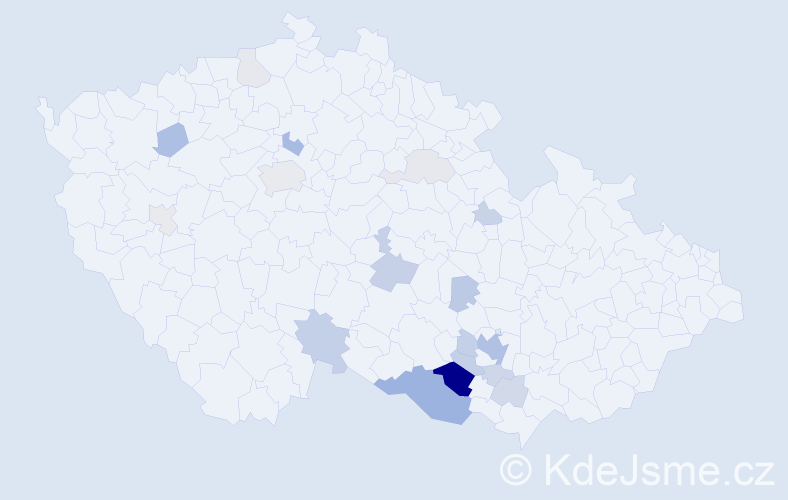 Příjmení: 'Fukačová', počet výskytů 52 v celé ČR