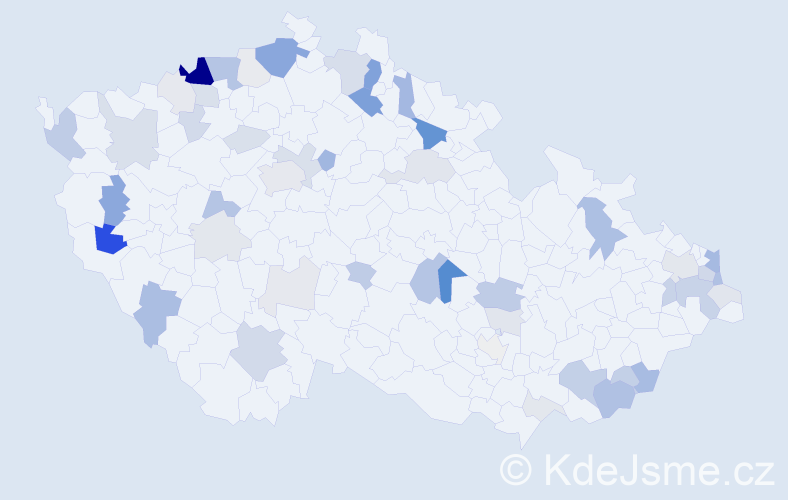 Příjmení: 'Kramár', počet výskytů 154 v celé ČR