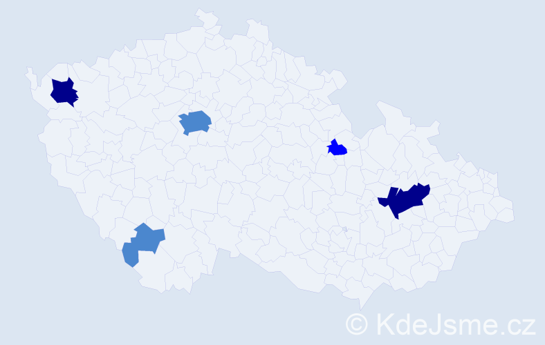 Příjmení: 'Deaková', počet výskytů 10 v celé ČR