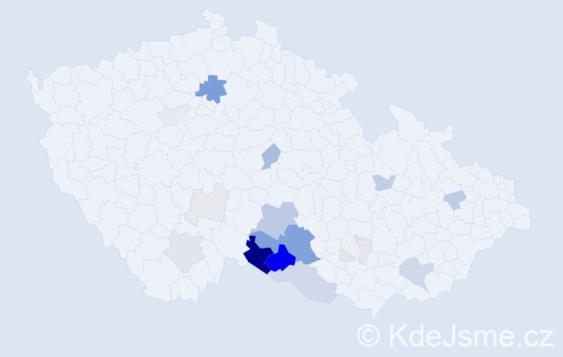 Příjmení: 'Kasáček', počet výskytů 62 v celé ČR