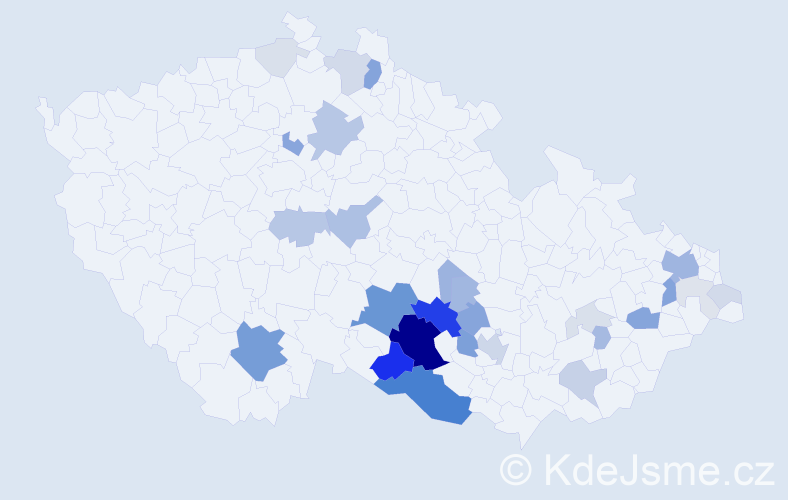 Příjmení: 'Čtveráčková', počet výskytů 113 v celé ČR