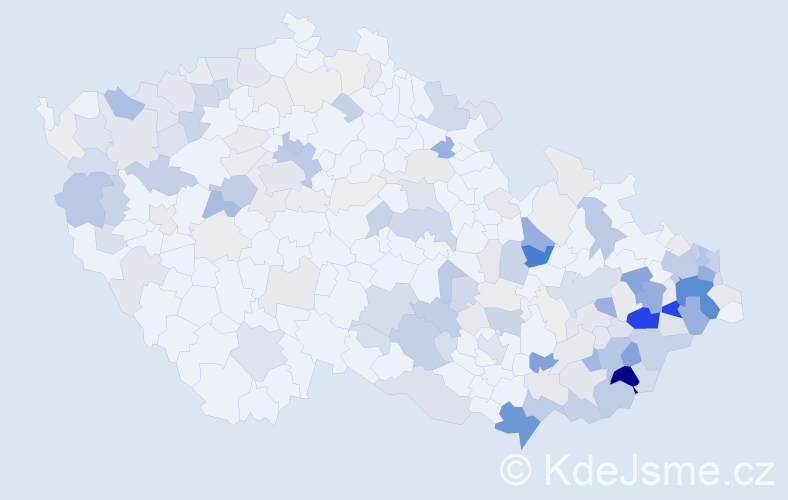 Příjmení: 'Bača', počet výskytů 632 v celé ČR