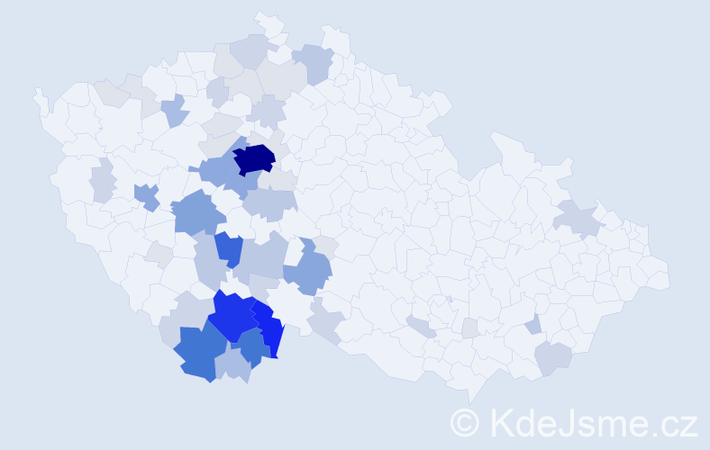 Příjmení: 'Baštýř', počet výskytů 196 v celé ČR
