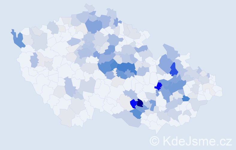 Příjmení: 'Kroutil', počet výskytů 625 v celé ČR