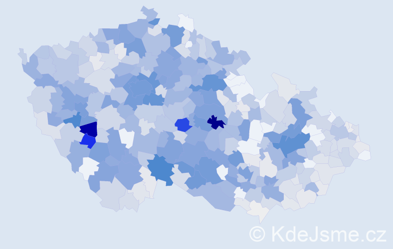 Příjmení: 'Vodička', počet výskytů 2655 v celé ČR