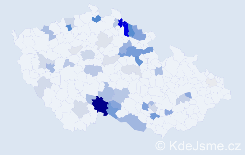 Příjmení: 'Krafková', počet výskytů 127 v celé ČR