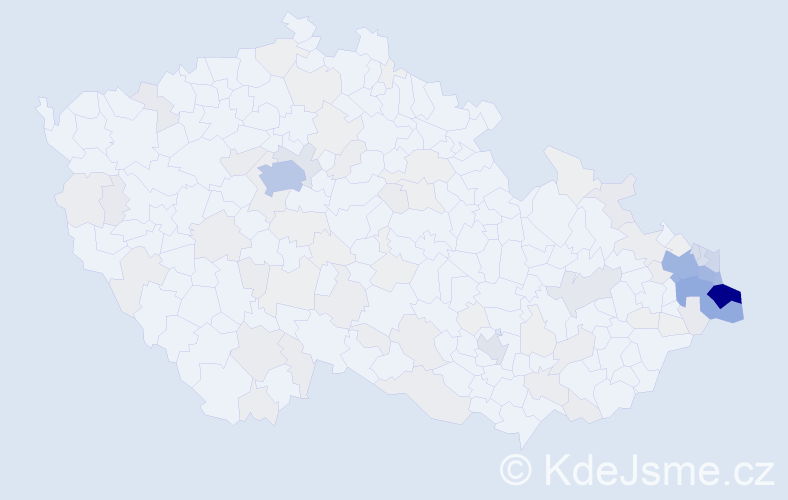 Příjmení: 'Kaleta', počet výskytů 574 v celé ČR
