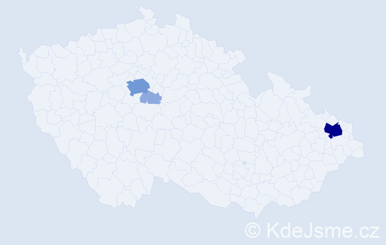Příjmení: 'Frndák', počet výskytů 9 v celé ČR