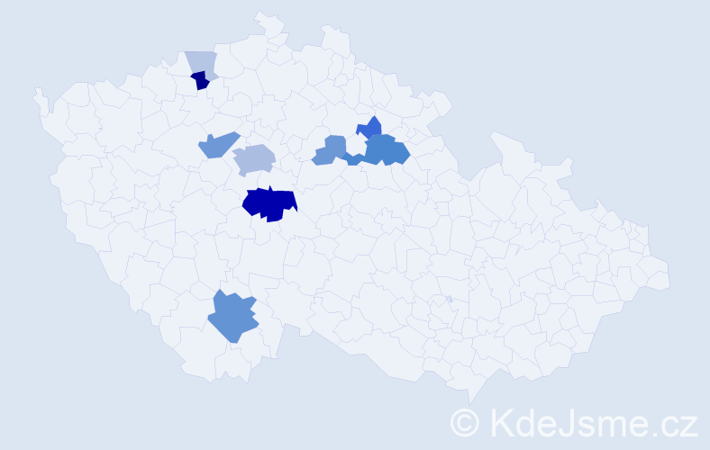 Příjmení: 'Kubeška', počet výskytů 31 v celé ČR