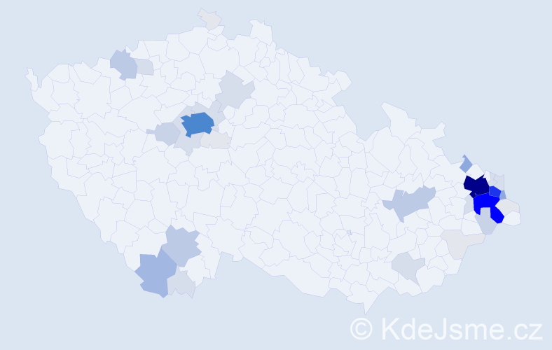 Příjmení: 'Kroček', počet výskytů 173 v celé ČR