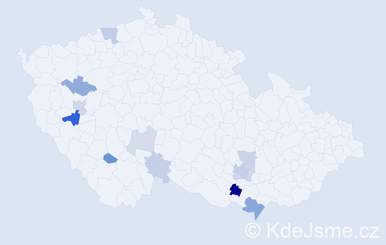 Příjmení: 'Pánovec', počet výskytů 24 v celé ČR