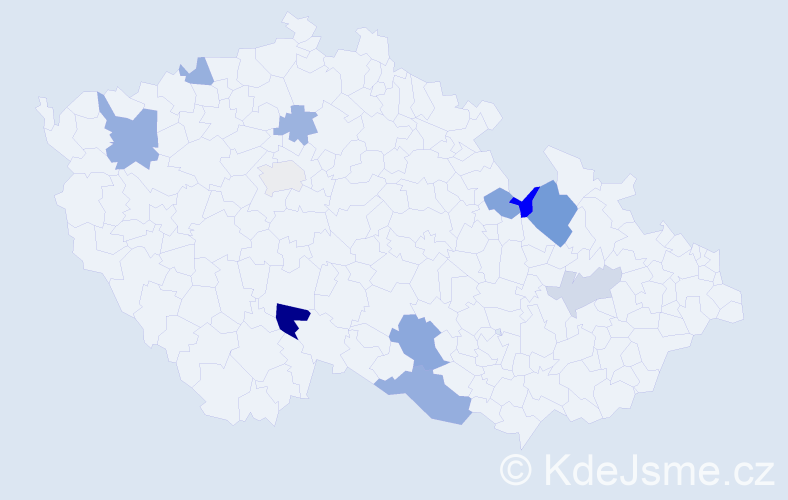 Příjmení: 'Kleeová', počet výskytů 18 v celé ČR