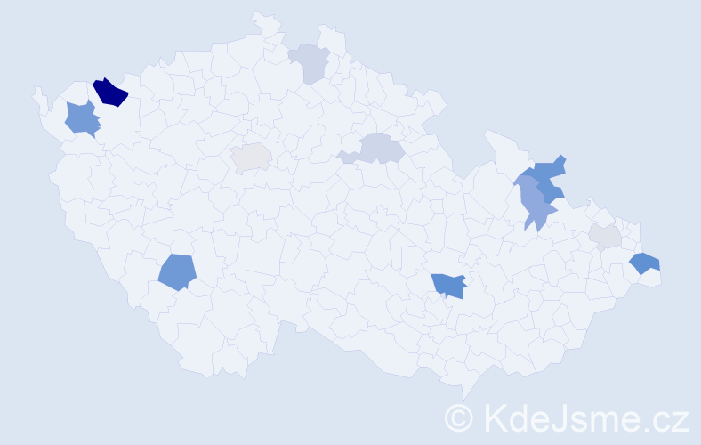 Příjmení: 'Rudinec', počet výskytů 23 v celé ČR