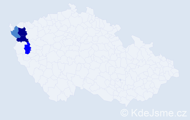 Příjmení: 'Hofmistrová', počet výskytů 9 v celé ČR
