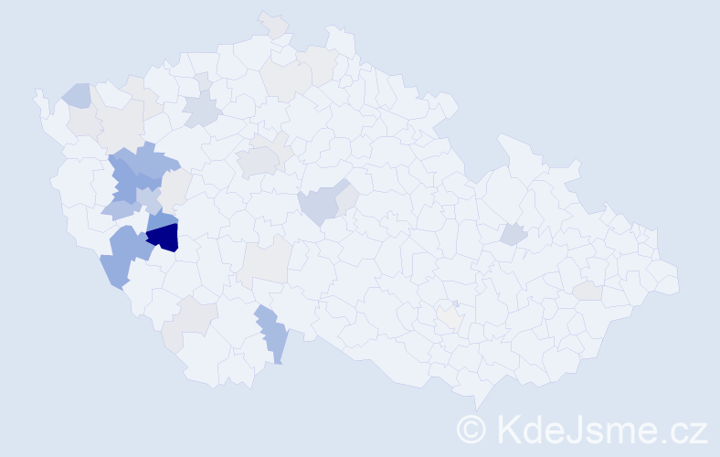 Příjmení: 'Kotěšovec', počet výskytů 130 v celé ČR
