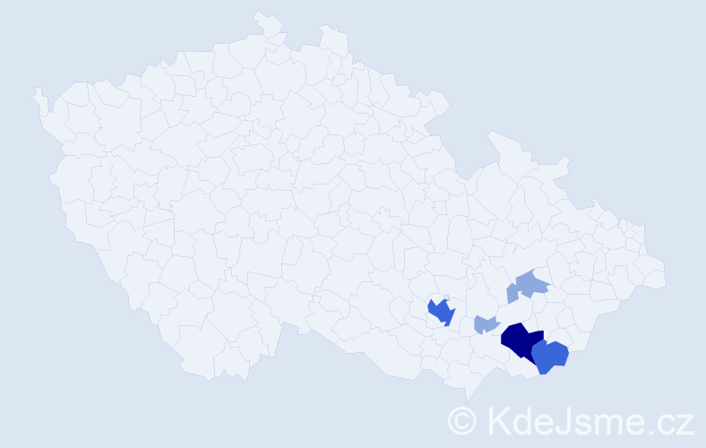 Příjmení: 'Tichopádek', počet výskytů 17 v celé ČR