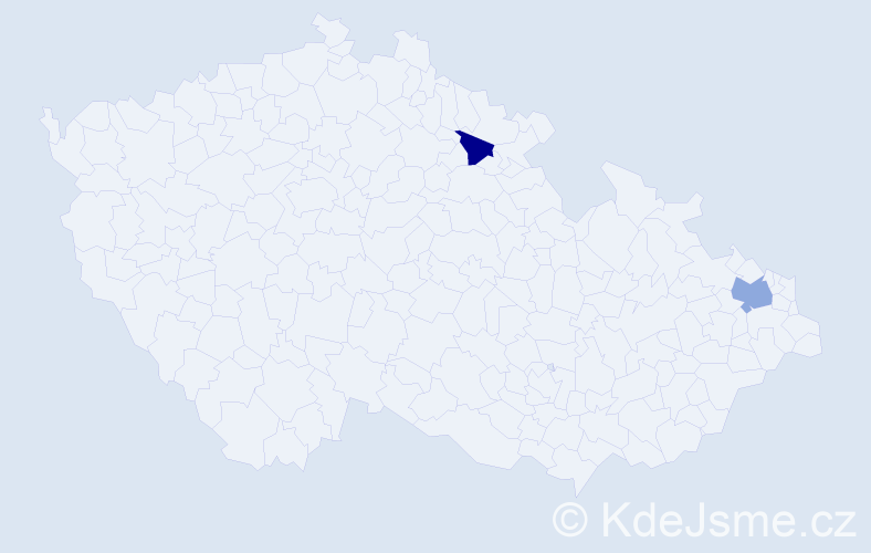 Příjmení: 'Mittáková', počet výskytů 5 v celé ČR