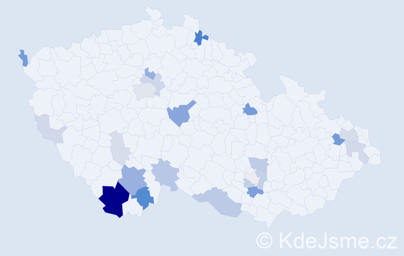 Příjmení: 'Tancer', počet výskytů 74 v celé ČR