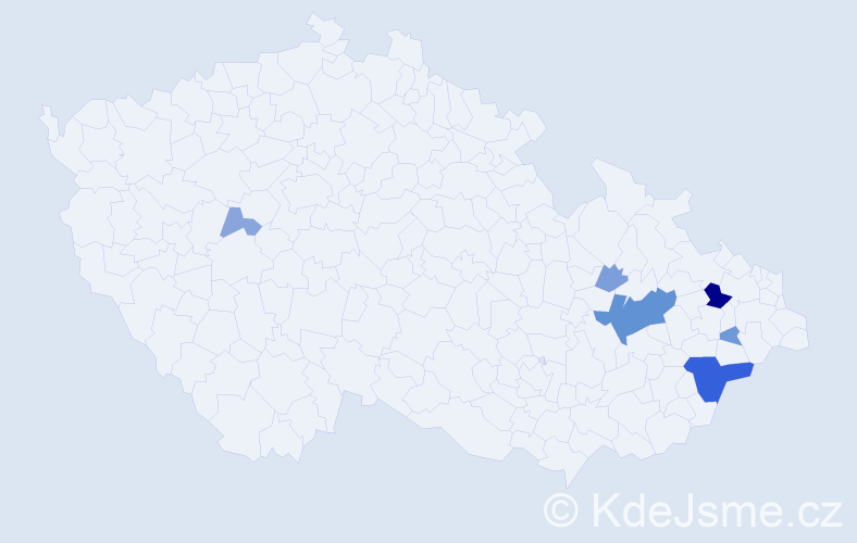 Příjmení: 'Tatalák', počet výskytů 20 v celé ČR