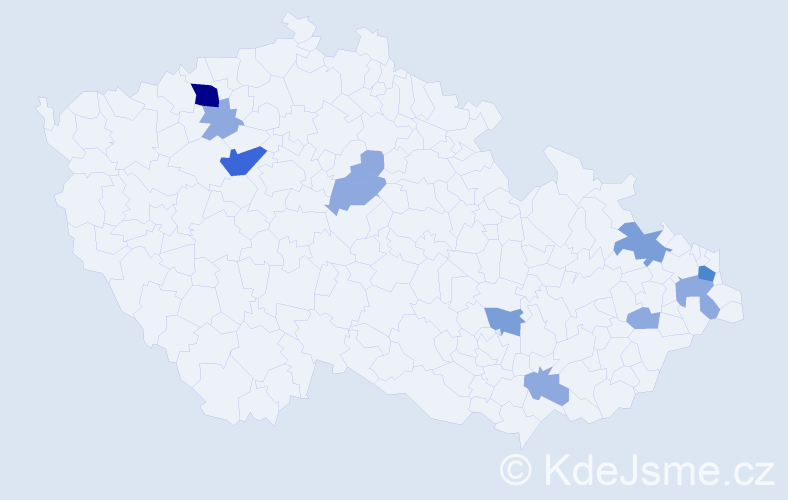 Příjmení: 'Marinčáková', počet výskytů 24 v celé ČR