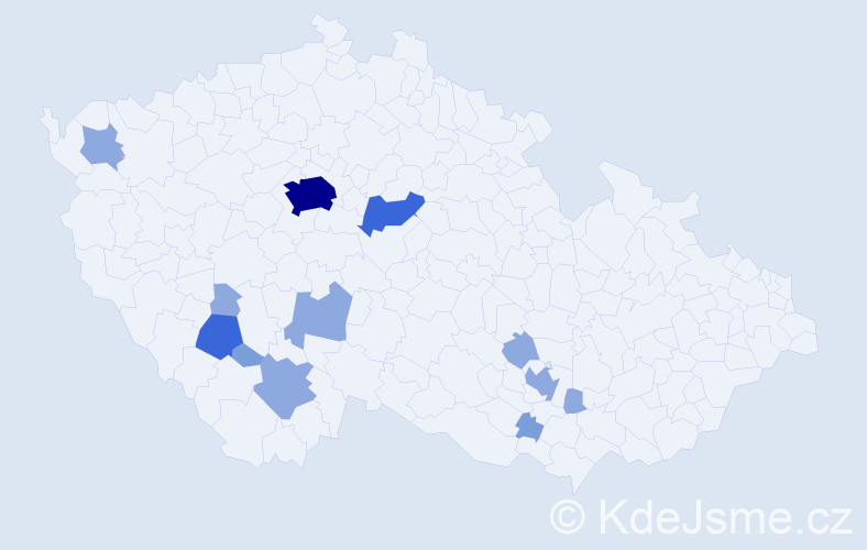 Příjmení: 'Petrán', počet výskytů 26 v celé ČR