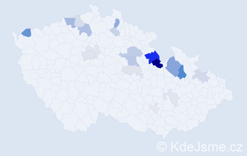 Příjmení: 'Durchánek', počet výskytů 70 v celé ČR