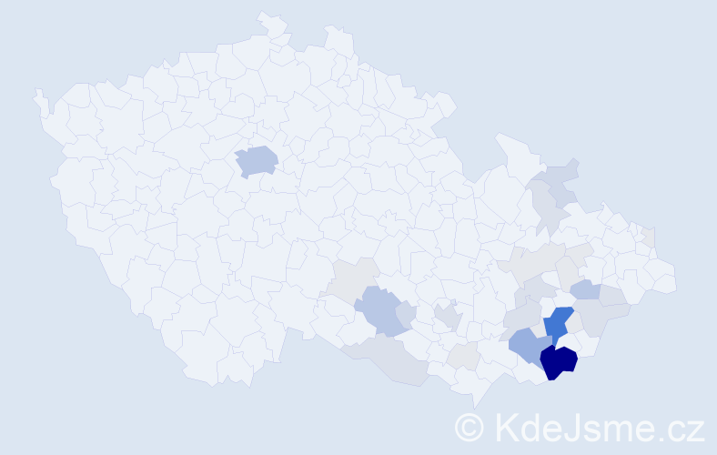 Příjmení: 'Rachůnková', počet výskytů 120 v celé ČR