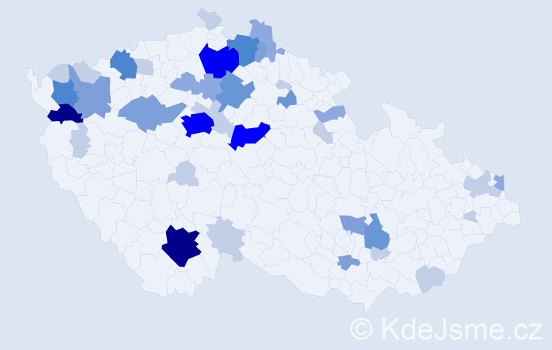 Příjmení: 'Váradiová', počet výskytů 121 v celé ČR