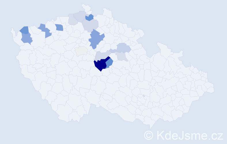 Příjmení: 'Čežík', počet výskytů 37 v celé ČR