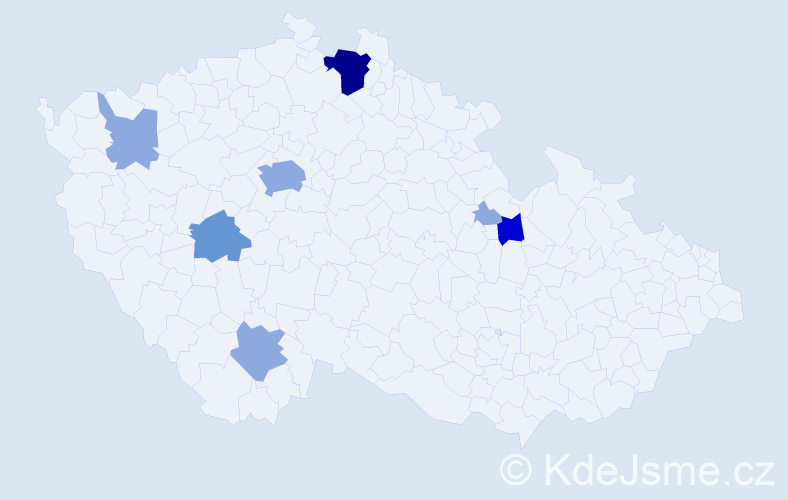 Příjmení: 'Fiebigerová', počet výskytů 22 v celé ČR