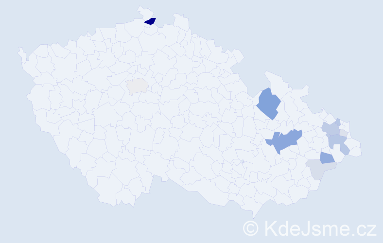 Příjmení: 'Kováčková', počet výskytů 34 v celé ČR