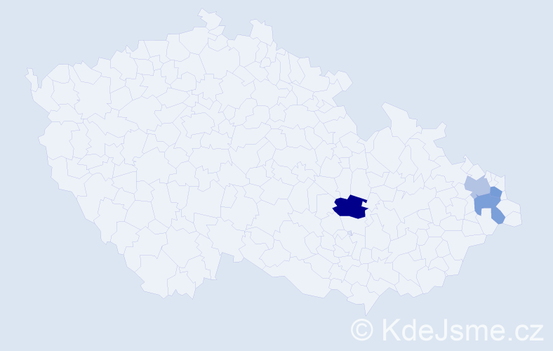 Příjmení: 'Lýčková', počet výskytů 5 v celé ČR