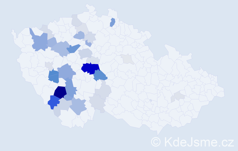 Příjmení: 'Český', počet výskytů 130 v celé ČR