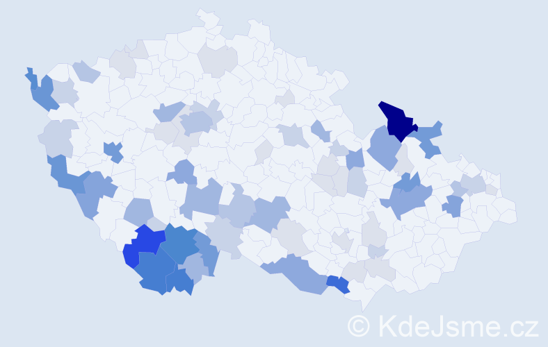 Příjmení: 'Mondek', počet výskytů 264 v celé ČR