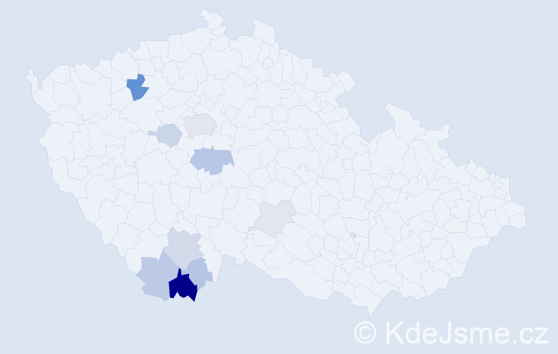 Příjmení: 'Kaloš', počet výskytů 35 v celé ČR