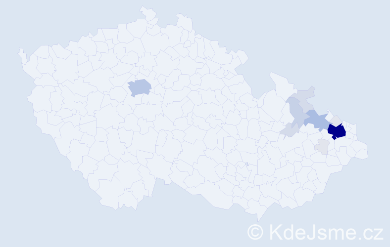Příjmení: 'Vůjtek', počet výskytů 53 v celé ČR