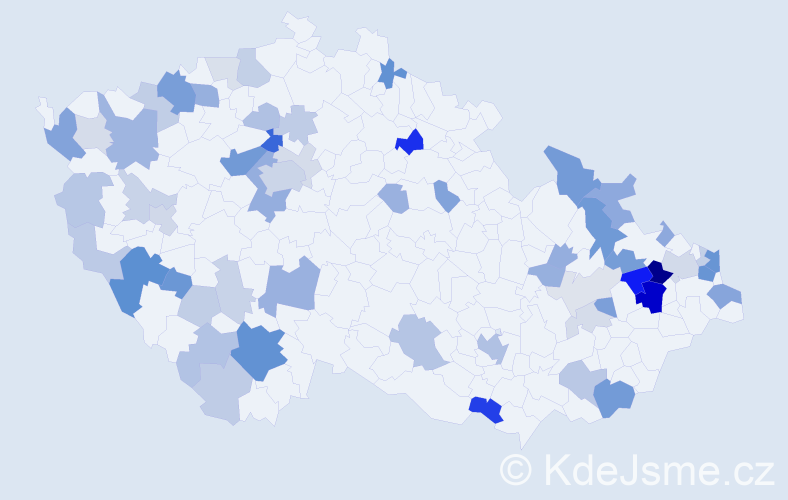 Příjmení: 'Ďuricová', počet výskytů 156 v celé ČR